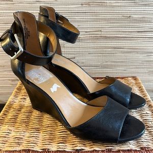 Nine West open toe wedge black womens size 9.5